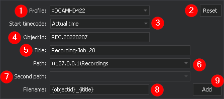 CaptureBox Ingest-Kanal Ingest-Auftragseinstellungen