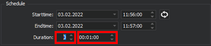 Ingest Job Properties Schedule Duration