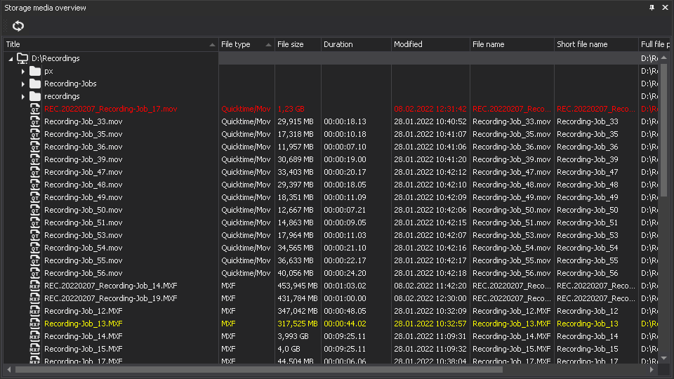 CaptureBox Storage media overview