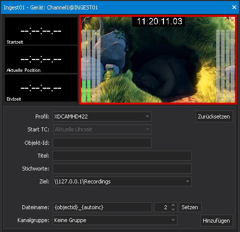 Ingest-Kanal Eingangssignal