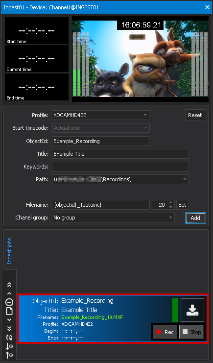 Ingest job created